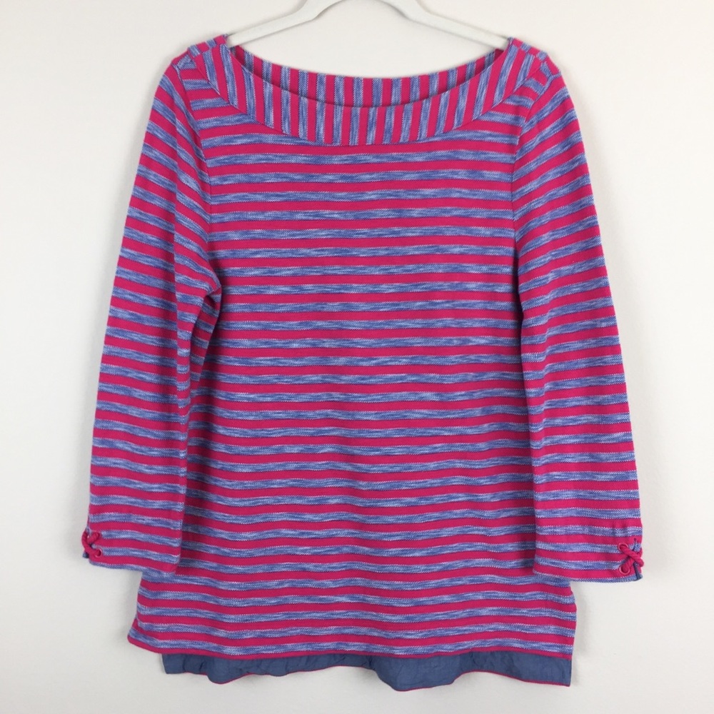 Talbots Boat Neck Stripped 3/4. Sleeve Blouse